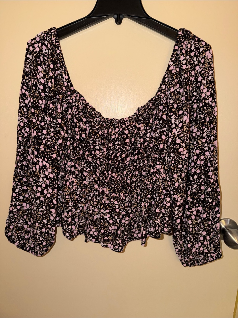 J. Crew Puff-Sleeve Drapey Crepe Top in Fall Garden Floral
